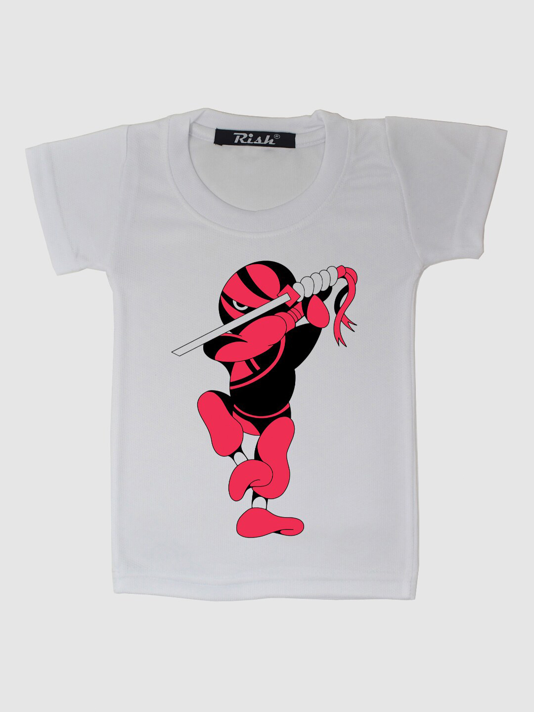 RISH Kids White Ninja Printed T-shirt