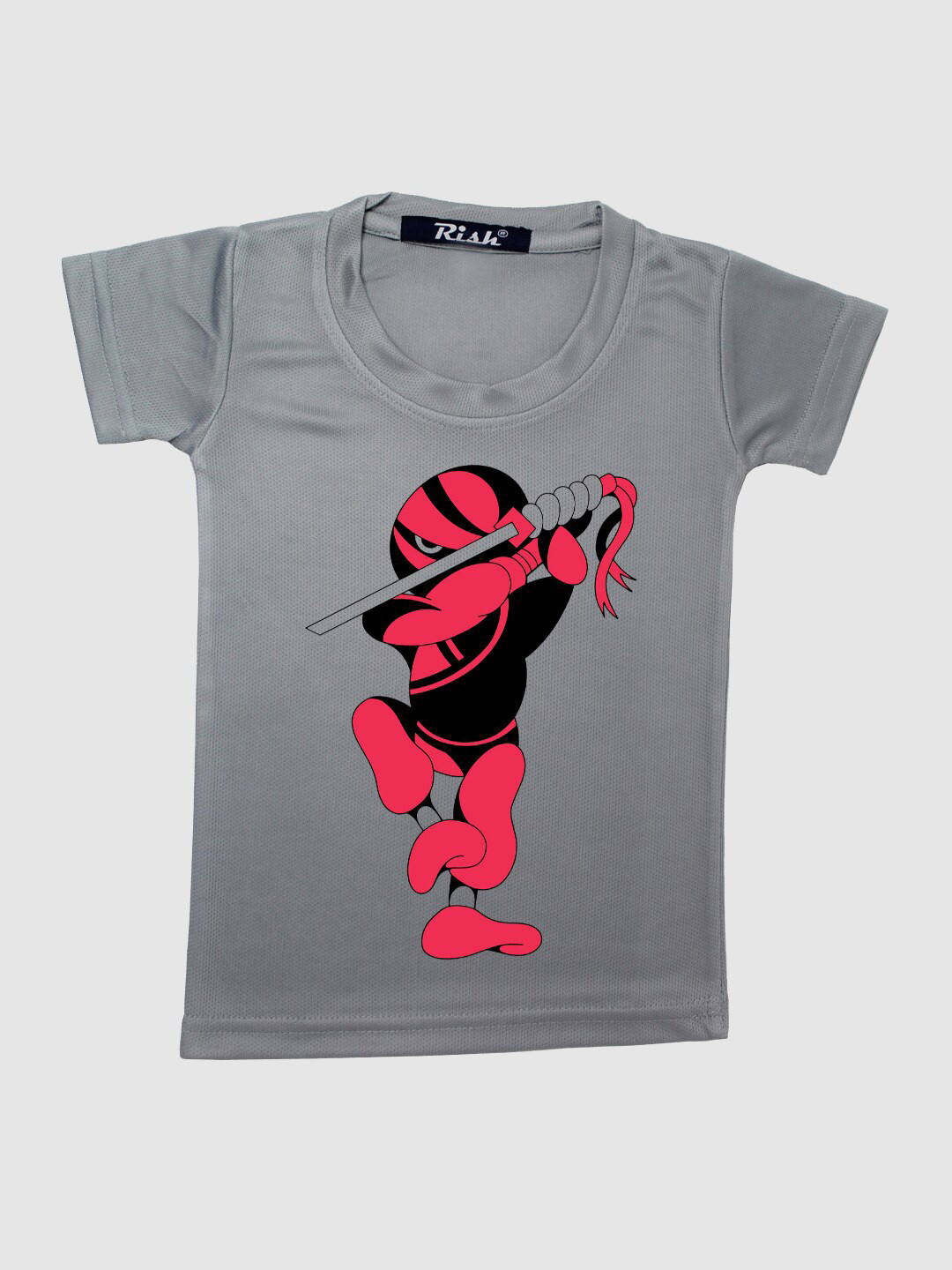 RISH Kids Grey Ninja Printed T-shirt