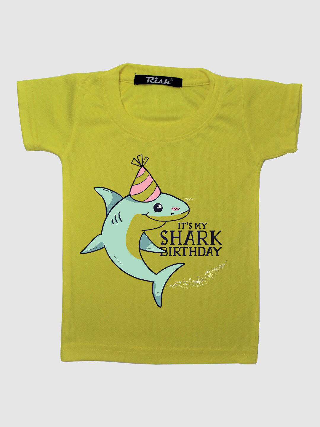 RISH Kids Yellow Shark Birthday Print Oversized T-shirt
