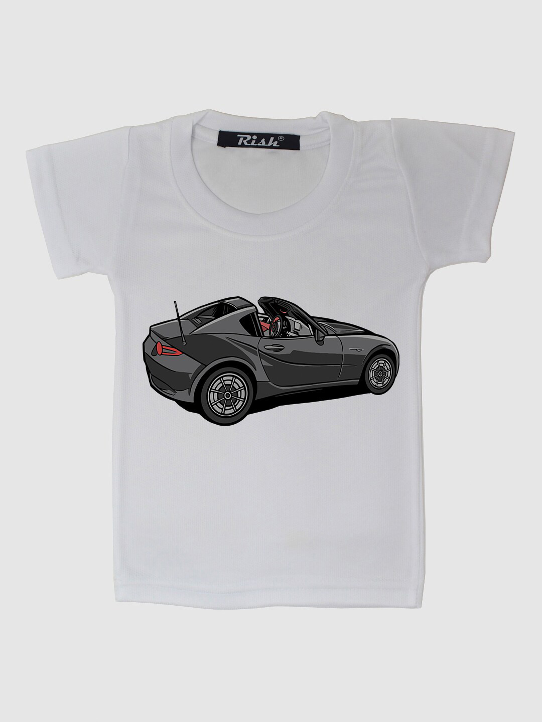 RISH Kids White Car Printed Oversized T-shirt