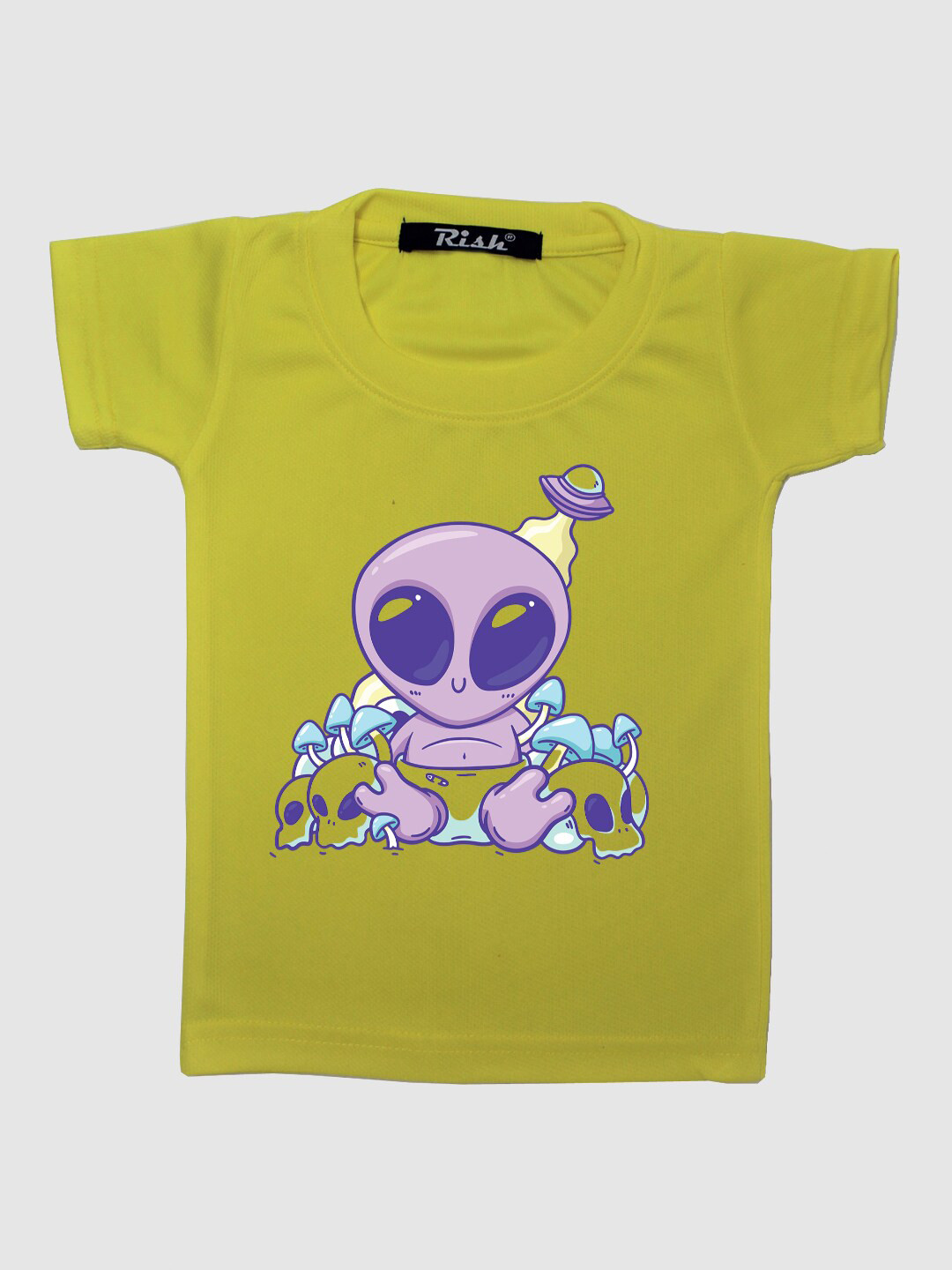 RISH Kids Yellow Alien Baby Printed Oversized T-shirt