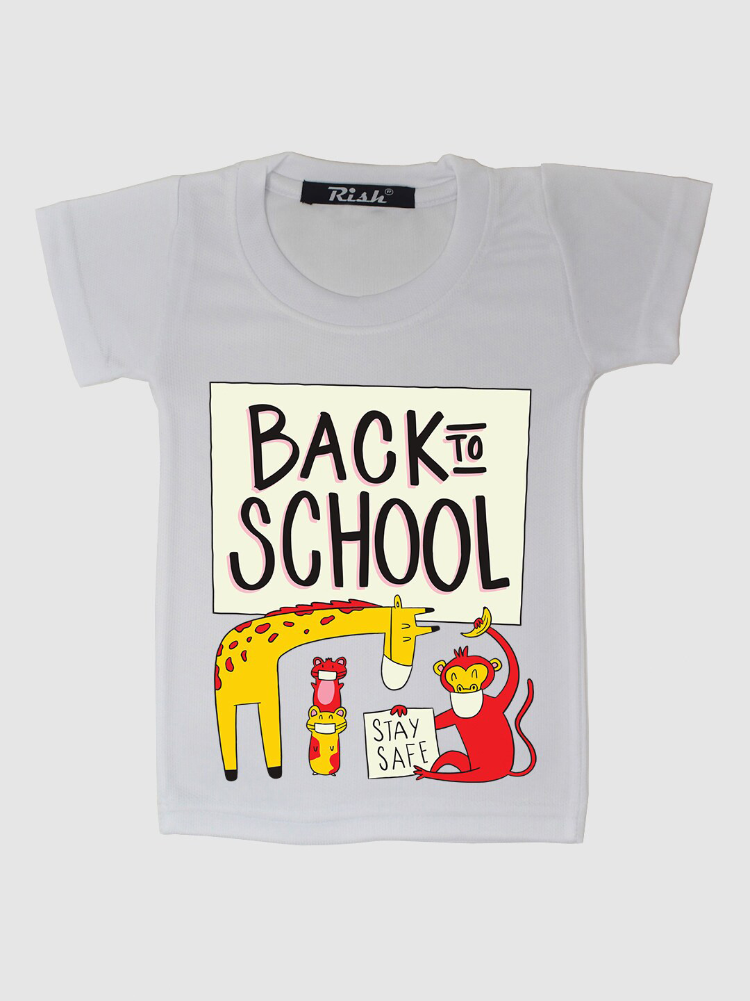 RISH Kids White Back To School Printed T-shirt