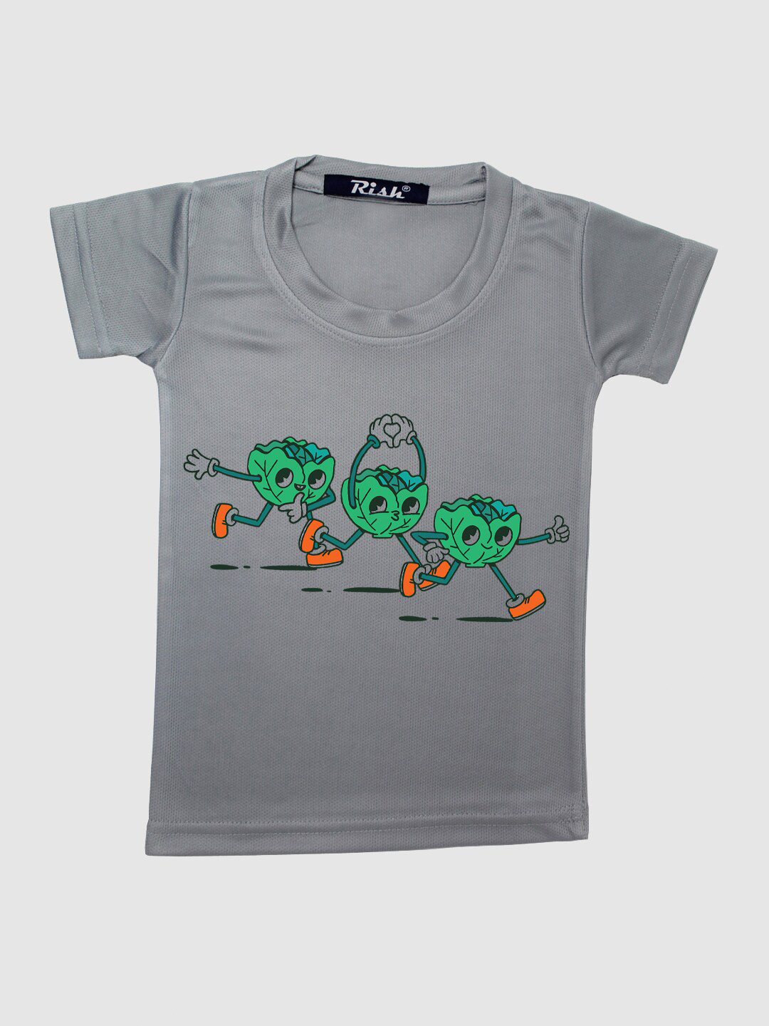RISH Kids Grey Lettuce Printed T-shirt
