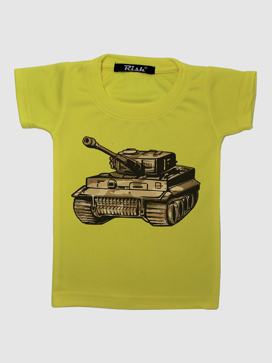 RISH Kids Yellow Military Tank Printed Oversized T-shirt