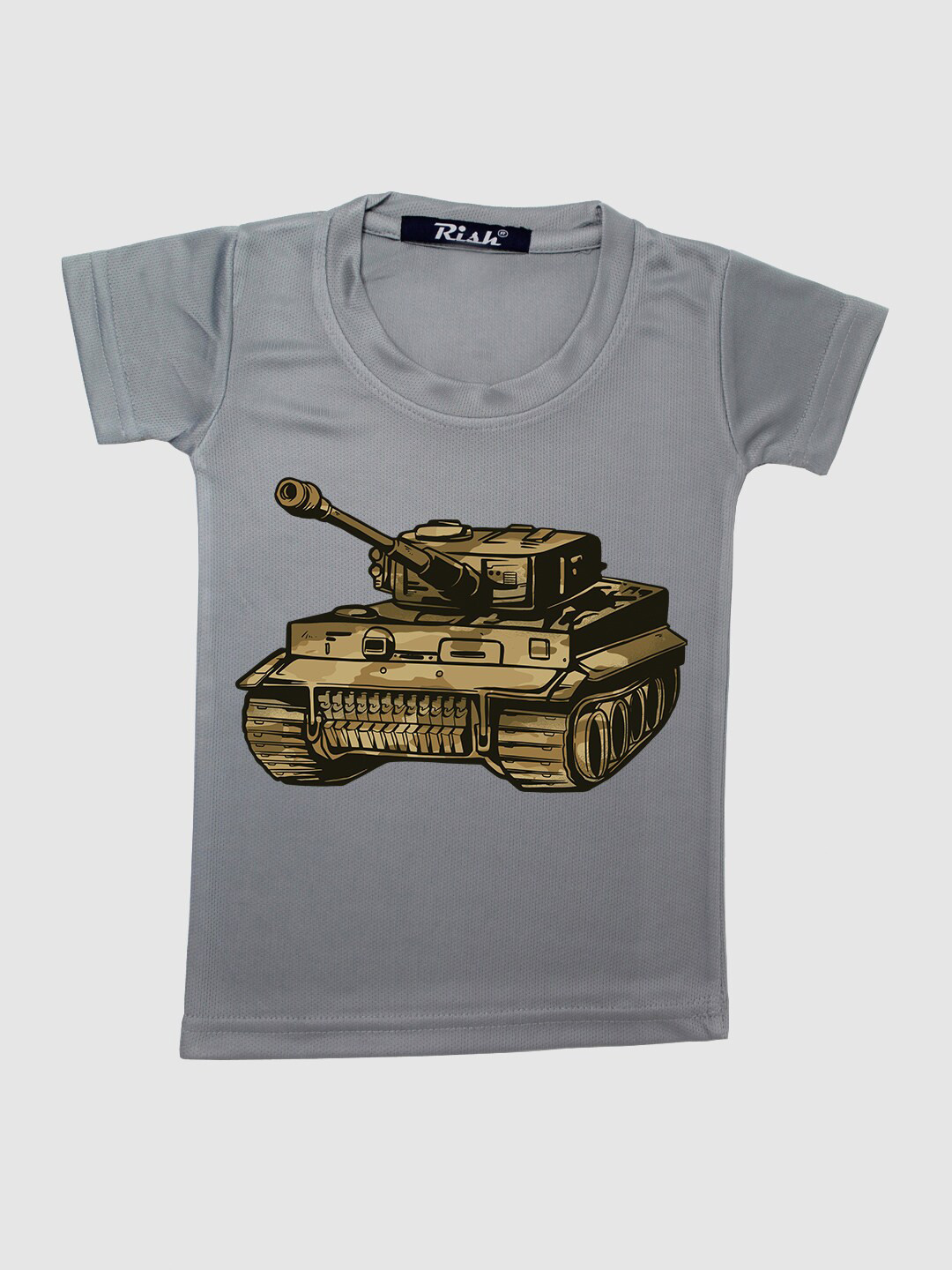RISH Kids Grey Military Tank Printed Oversized T-shirt