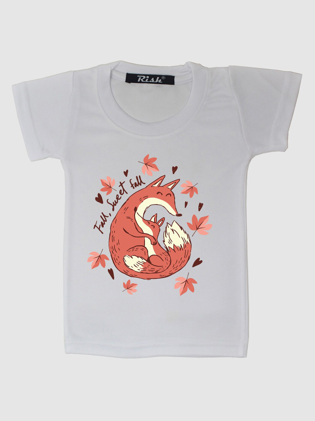 RISH Kids White Fox In Autumn Printed Oversized T-shirt