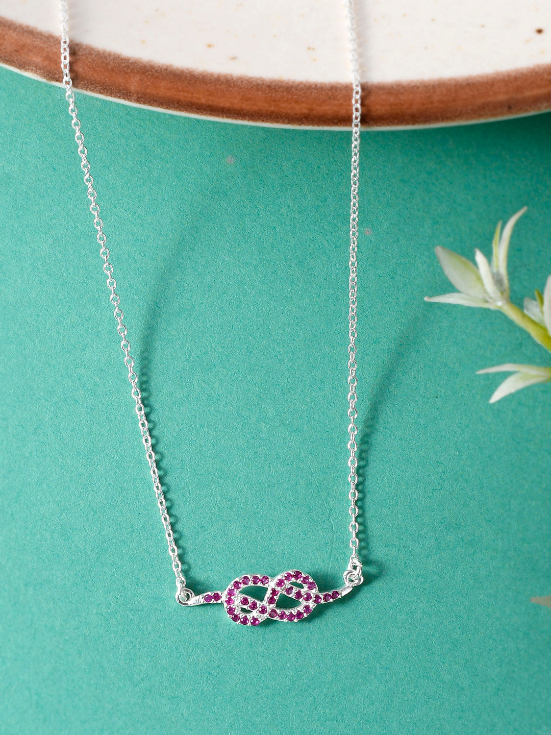 Studio Voylla Pink Women 925 Sterling Silver Necklace