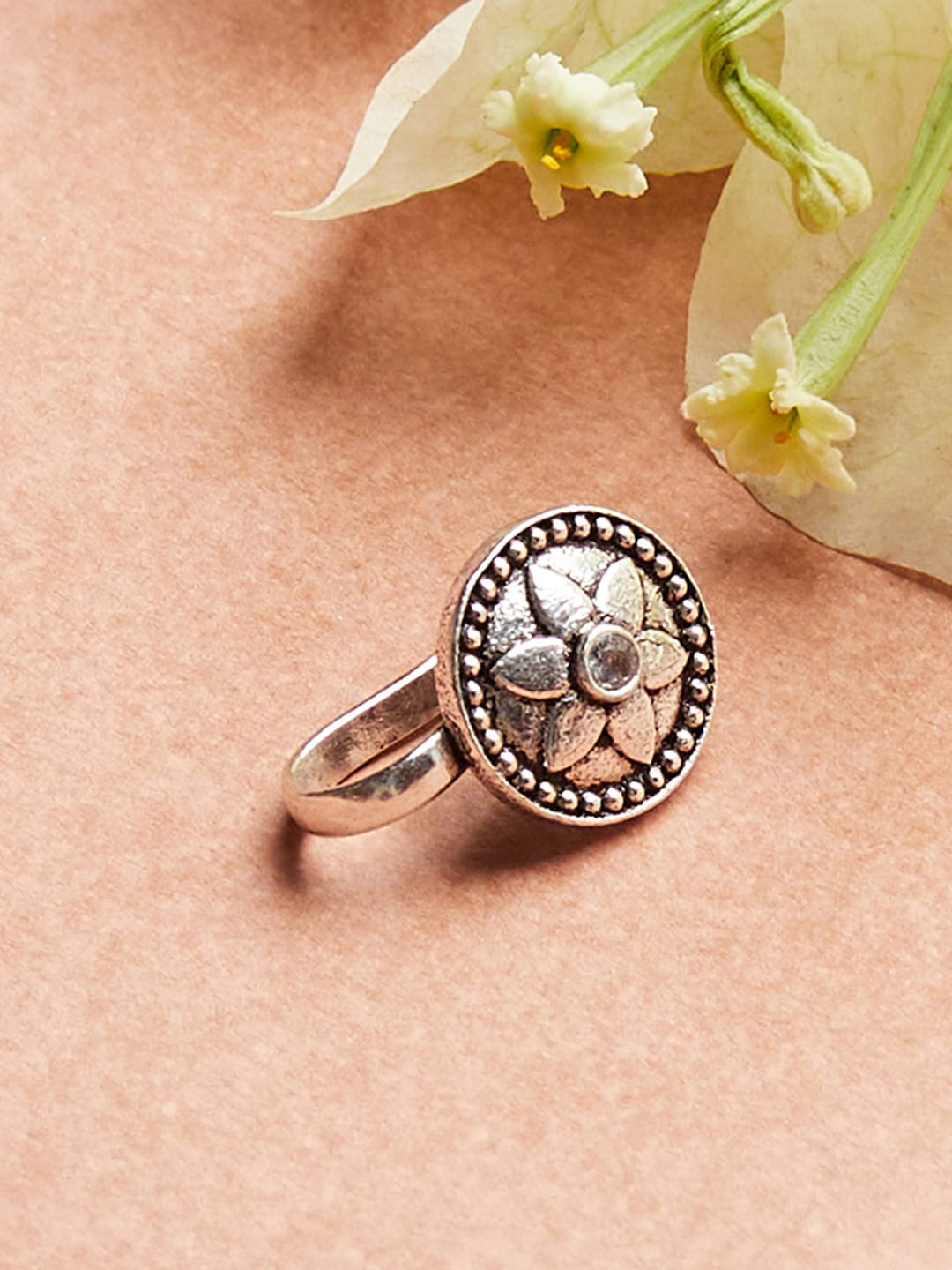 Voylla Indie Collectibles Oxidised  Silver-Toned  Nosepin