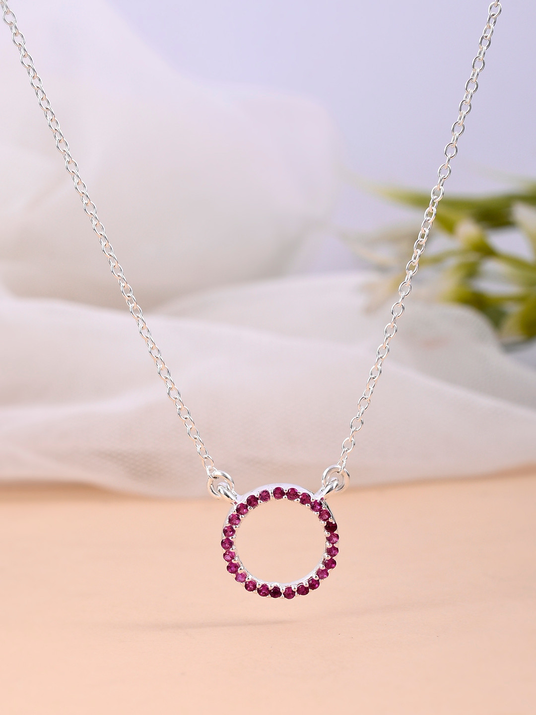 Studio Voylla Pink 925 Sterling Silver Necklace