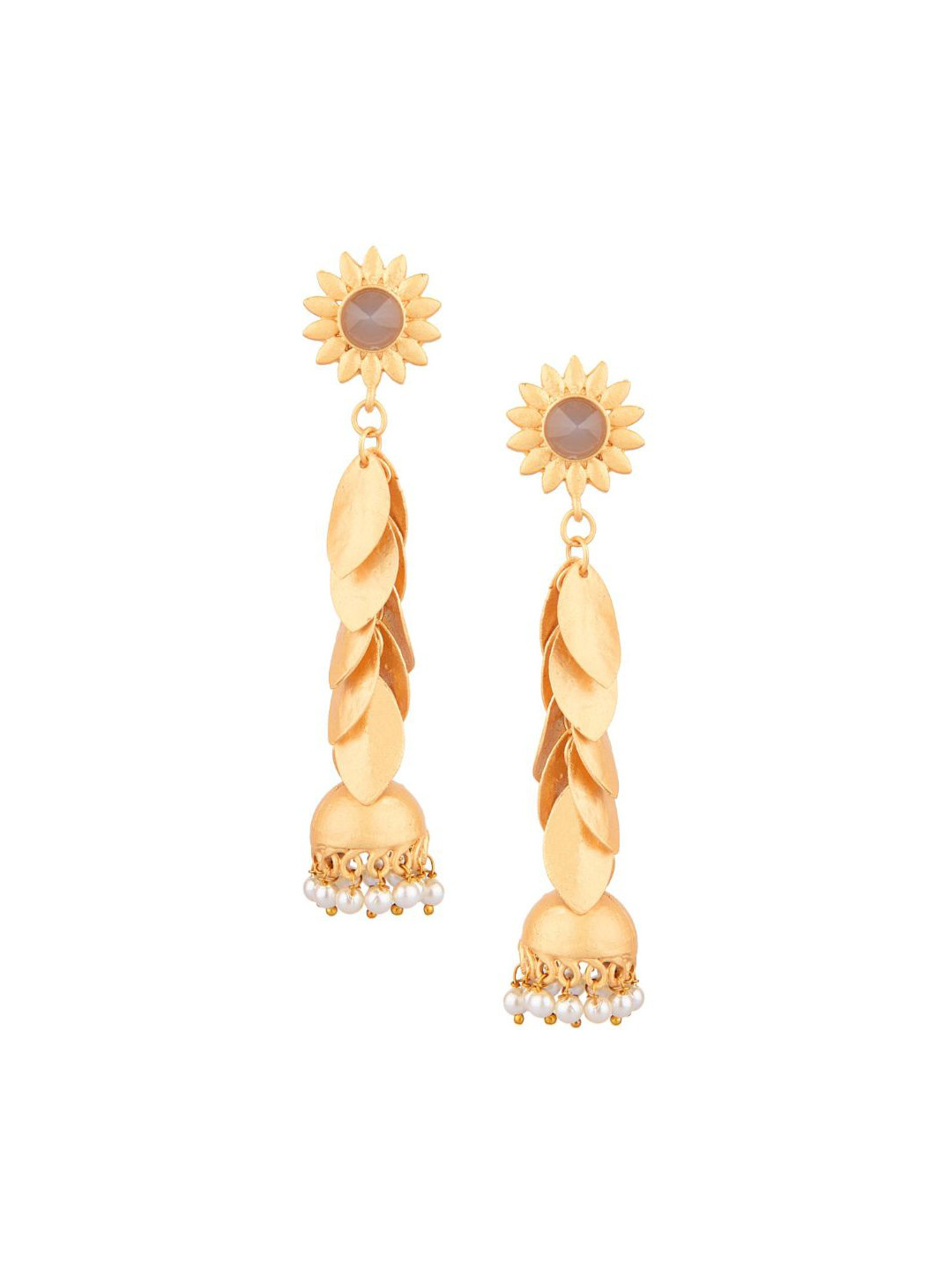 Efulgenz Women Gold Plated Antique Design Dangling Style Floral Earring
