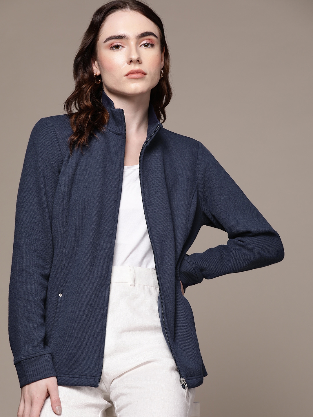 Buy Macy s Karen Scott Women Navy Blue Solid Tailored Jacket Jackets for Women 19053634 Myntra