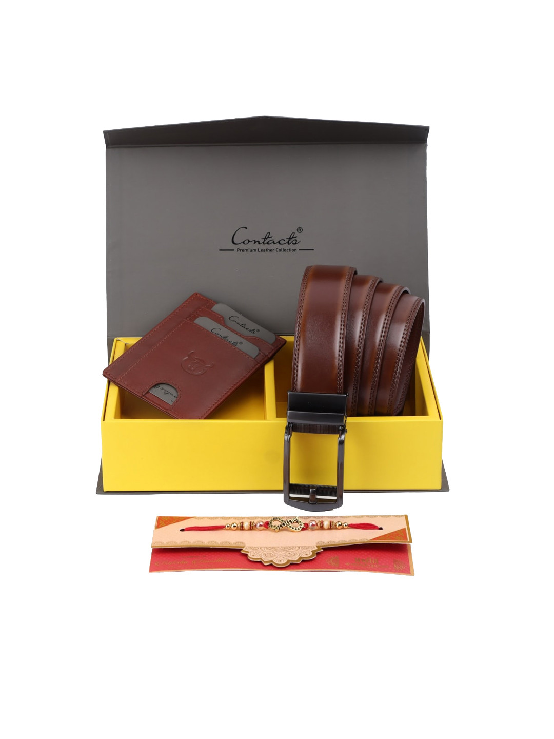 CONTACTS Men Tan Solid  Leather Accessory Gift Set