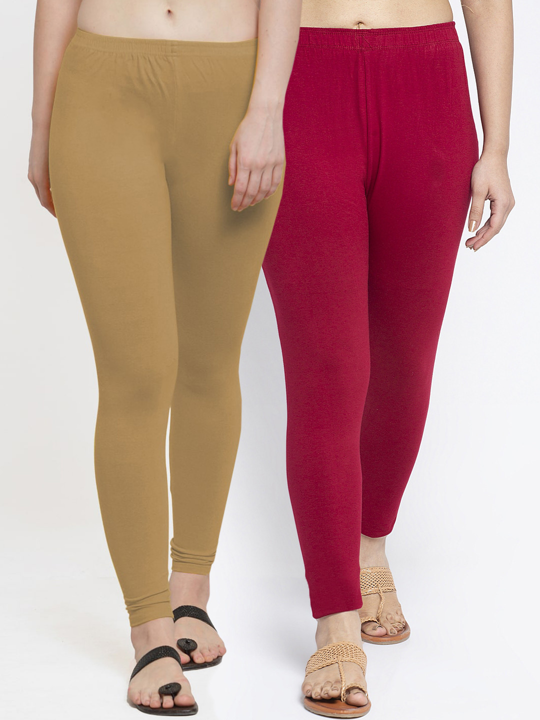 GRACIT Women Solid Pack of 2 Ankle Length Leggings