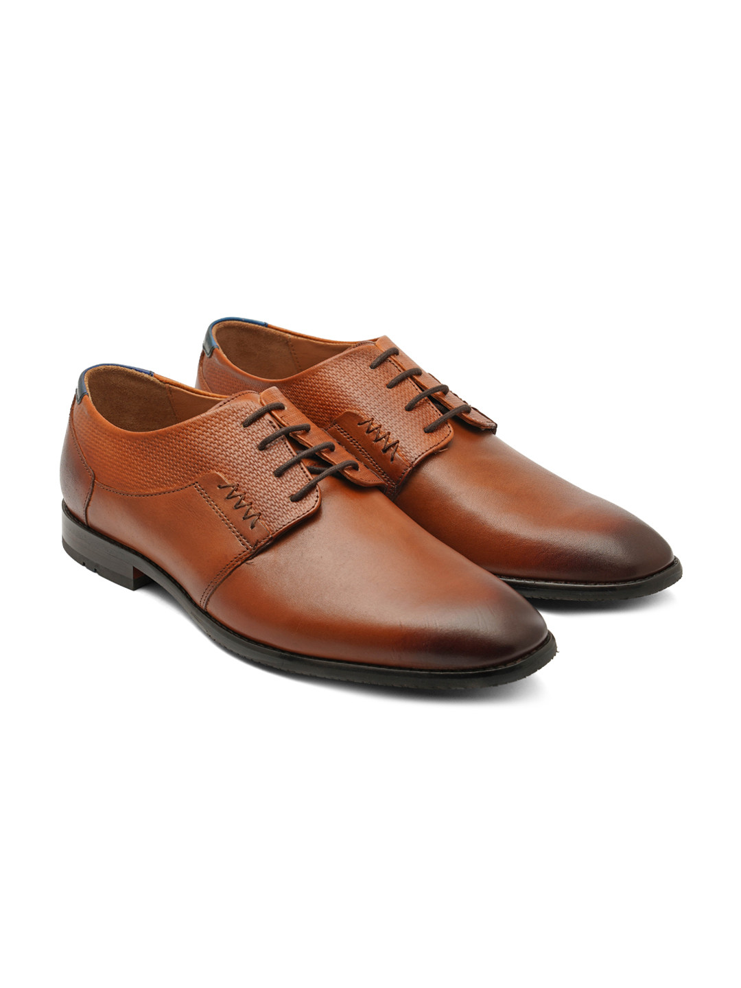 Ruosh Men Tan Brown Solid Leather Formal Derbys