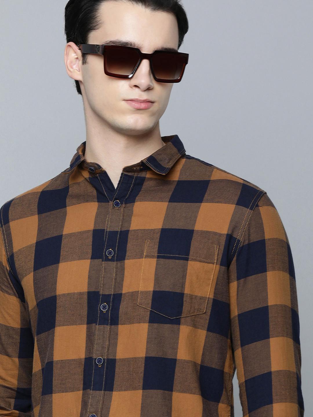Flying Machine Men Pure Cotton Buffalo Checks Casual Shirt