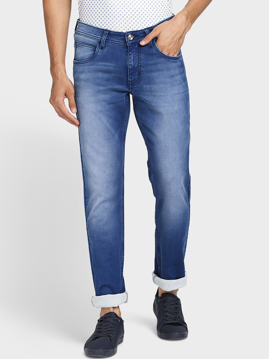 ColorPlus Men Blue Tapered Fit Fade Stretchable Jeans