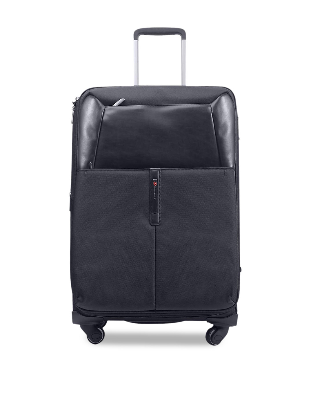 ECHOLAC Black Solid Soft-Sided Medium Suitcase Trolley Bag