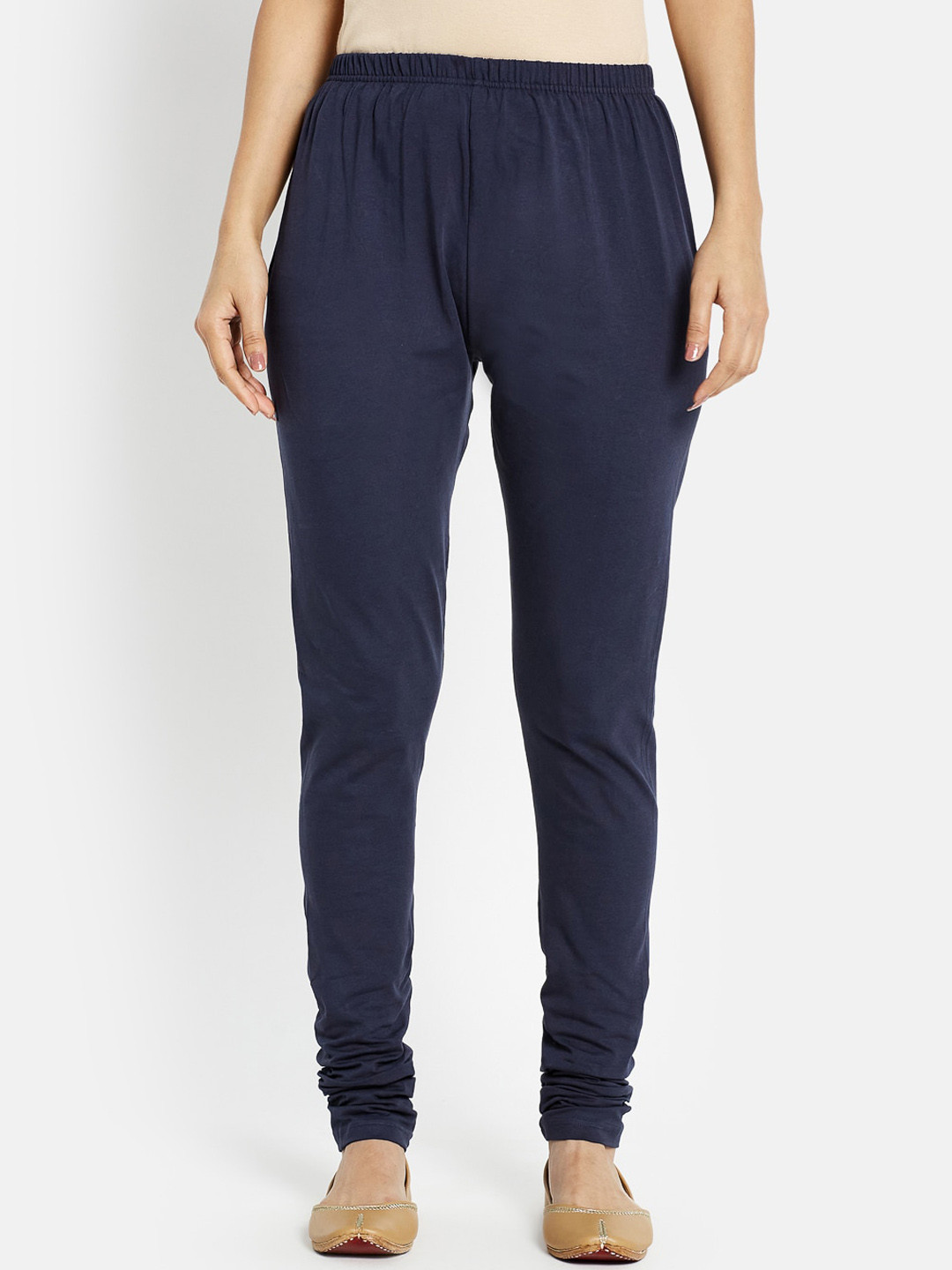 Fabindia Women Navy Blue Solid Churidar