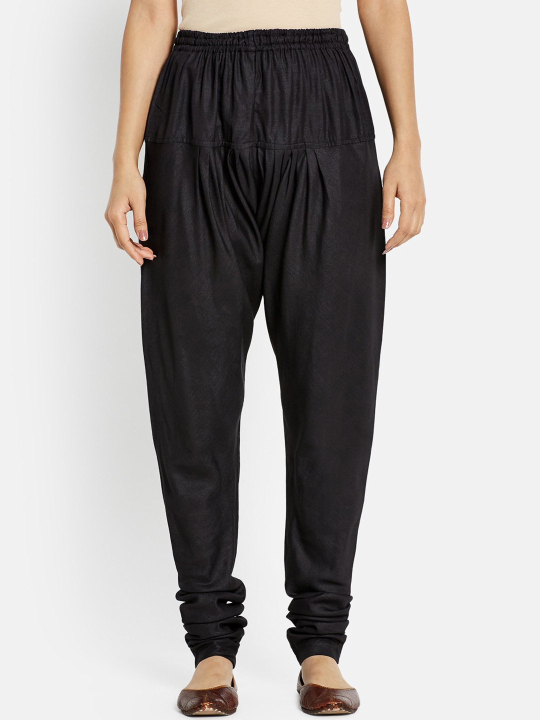 Fabindia Women Black Solid Straight-Fit Viscose Rayon Churidar