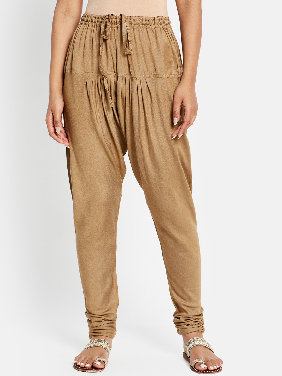 Fabindia Women Beige Solid Straight-Fit Viscose Rayon Churidar