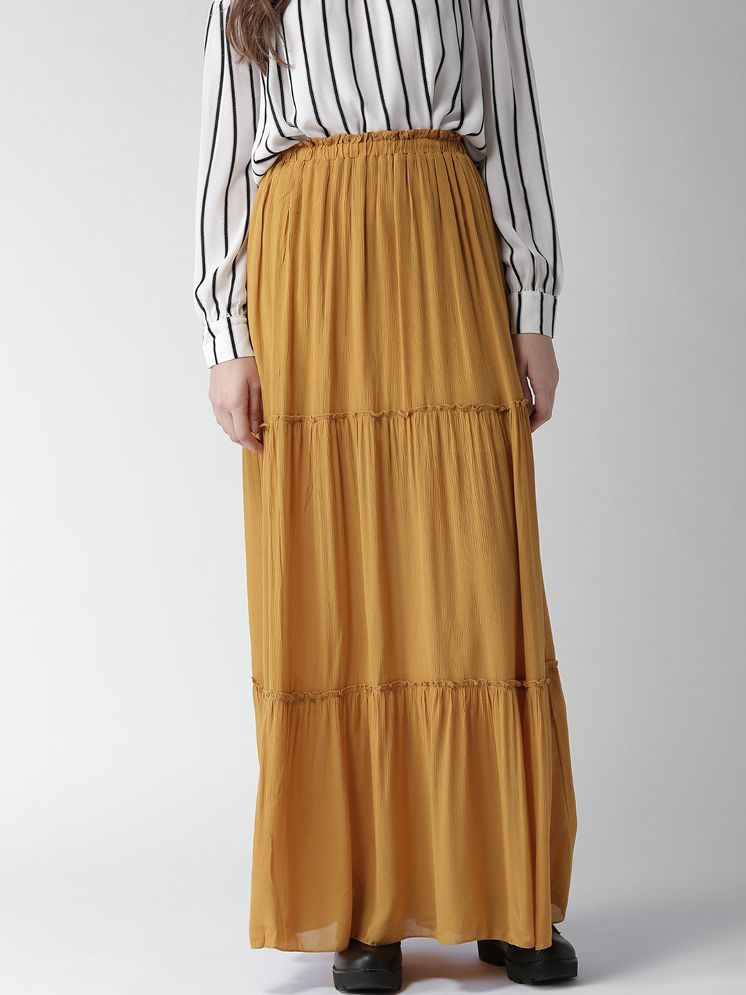 mustard tiered skirt,www 