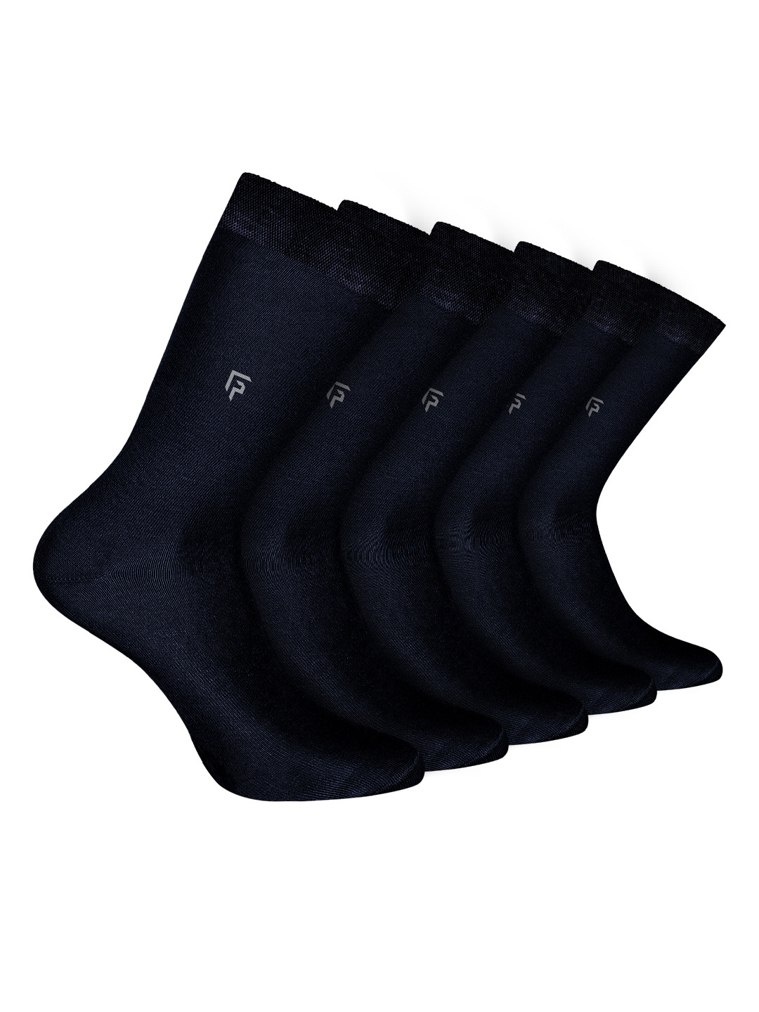 FOOTPRINT Men 5 Pairs Anti Odour Organic Cotton Calf-Length Solid Bamboo Formal Socks