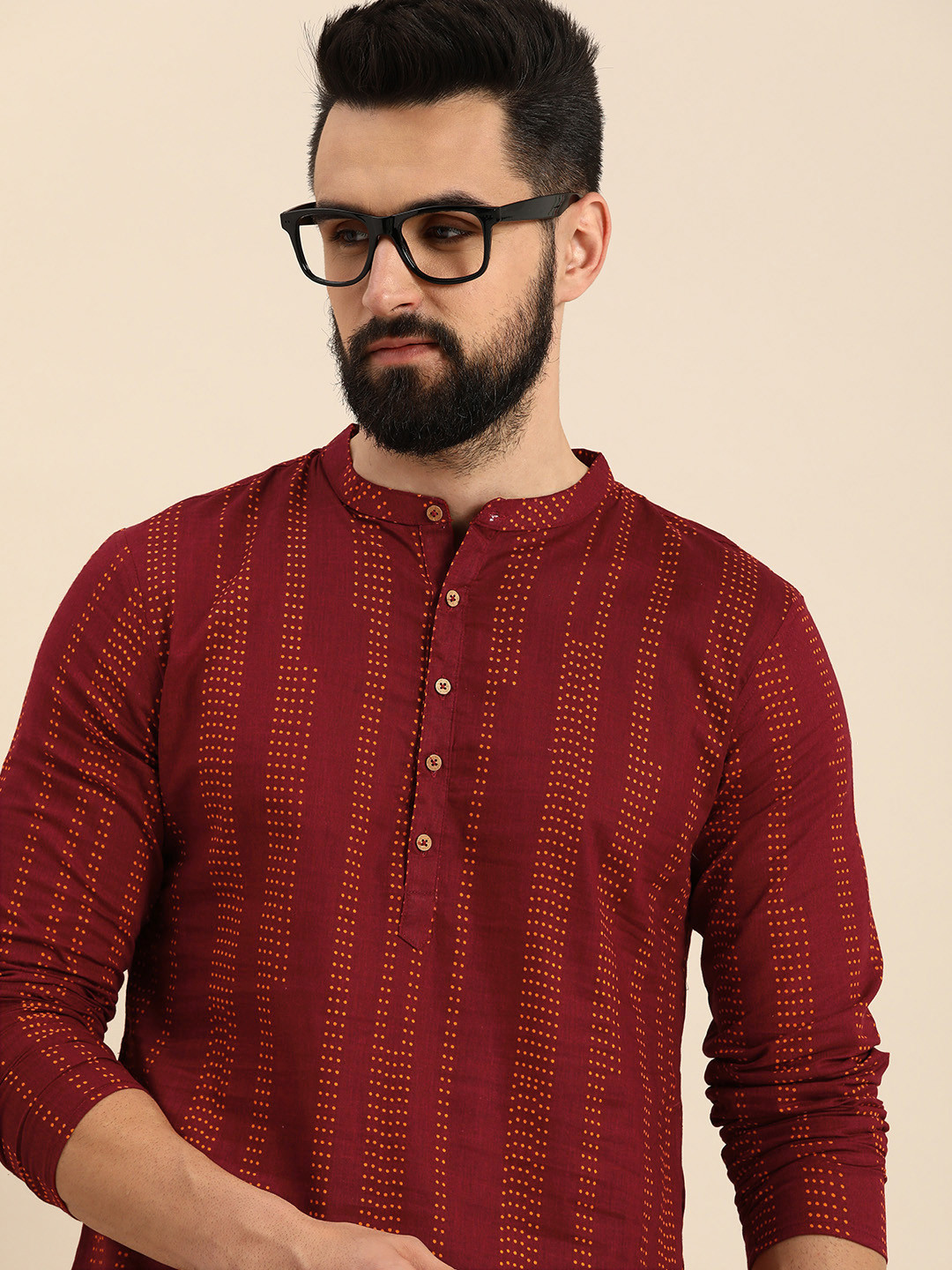 Anouk Men Printed Pure Cotton Straight Kurta