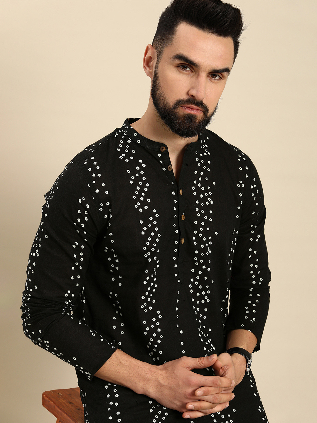 Anouk Men Bandhani Printed Pure Cotton Kurta