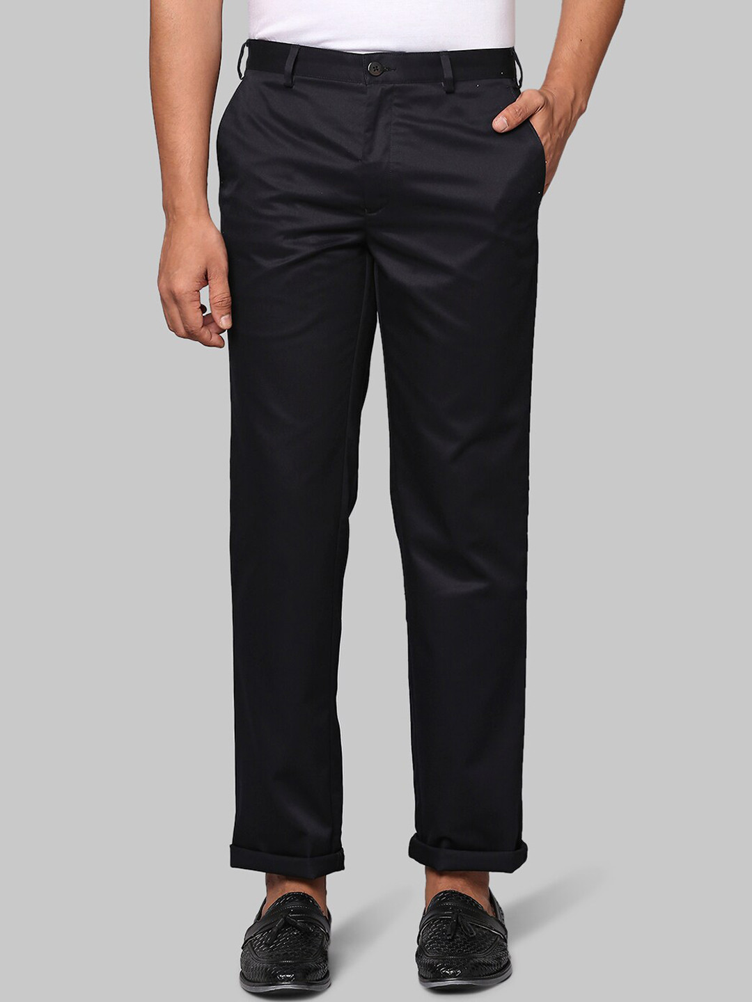 Park Avenue Men Black Slim Fit Trousers
