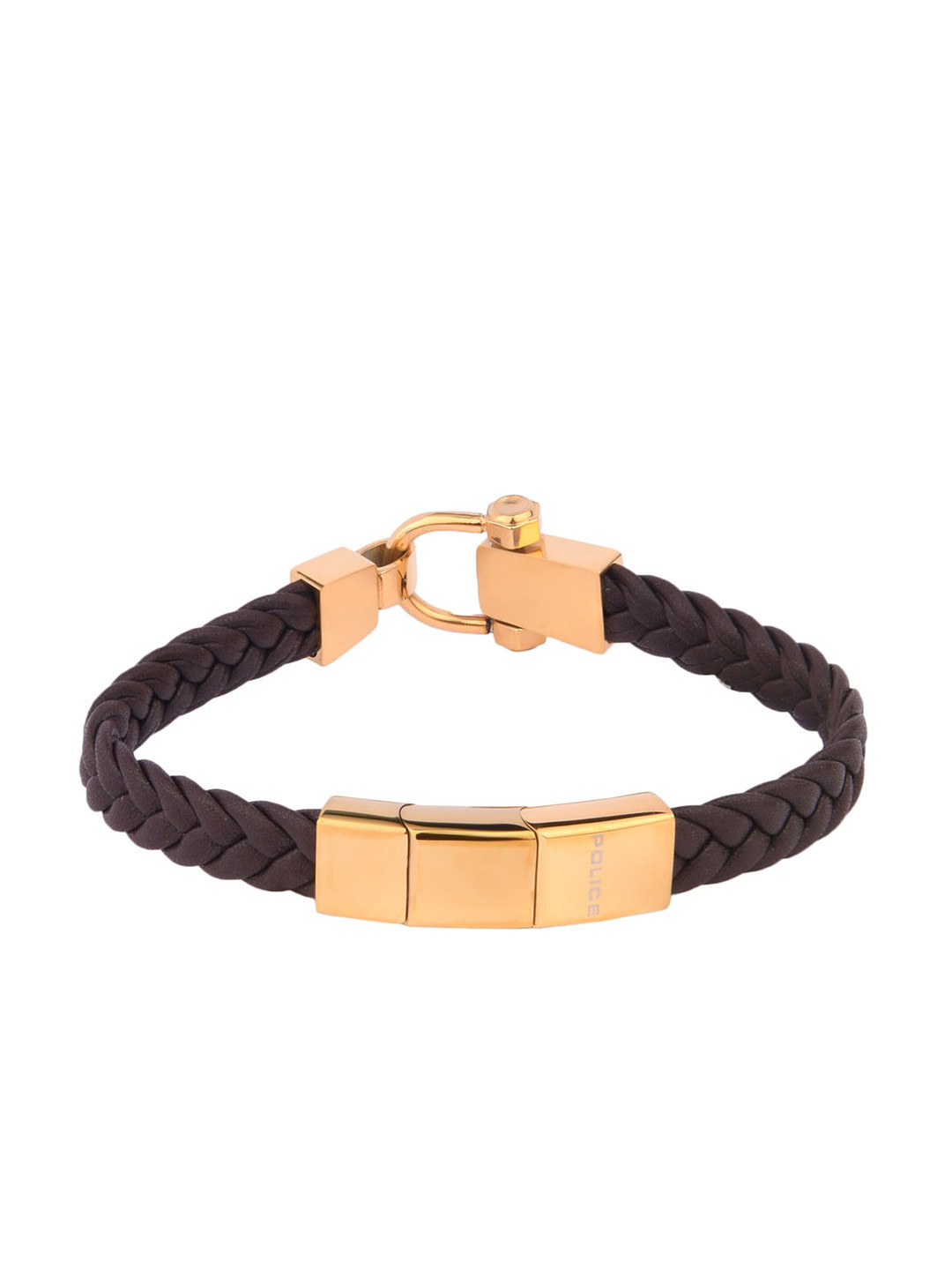 Police Men Black & Yellow Bangle-Style Bracelet