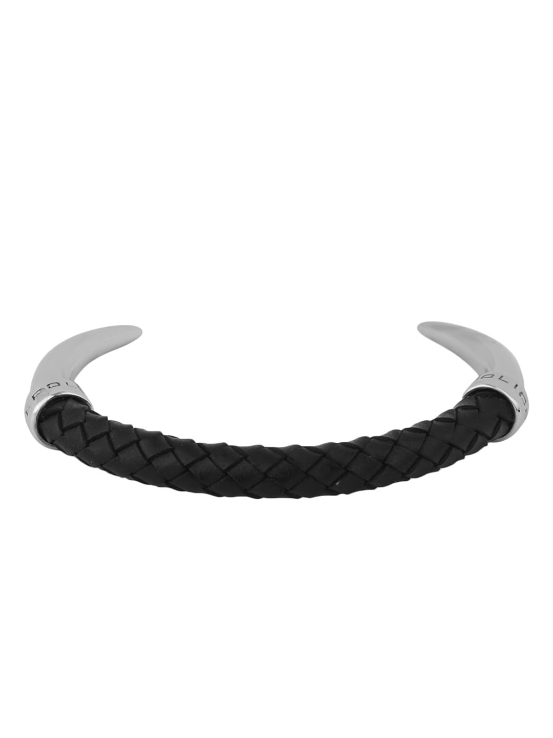 Police Men Black & Silver-Toned Link Bracelet
