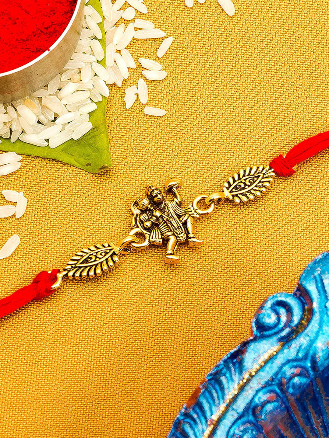 aadita Men Gold -Toned  Stones String Handmade Rakhi