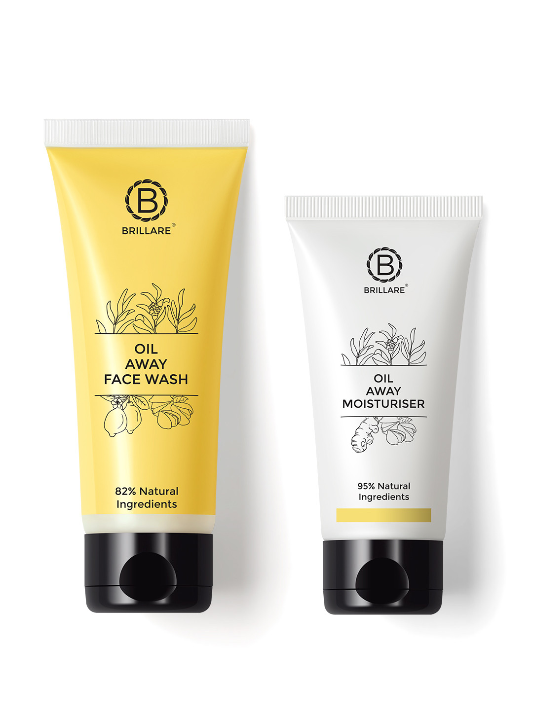 BRILLARE Sustainable Oil Away Skin Care Set for Acne-Prone Skin - Face Wash 100ml & Moisturiser 50ml
