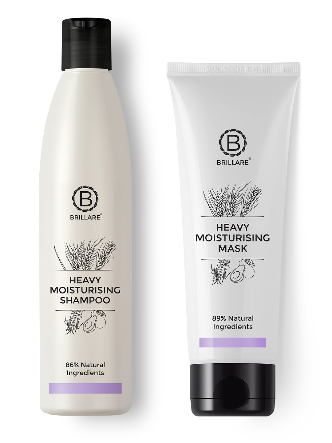 BRILLARE Sustainable Heavy Moisturising Hair Care Kit - Shampoo 300ml & Hair Mask 125g