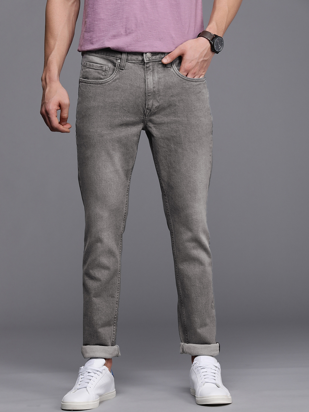 Buy Louis Philippe Jeans Men Grey Super Slim Fit Low Rise