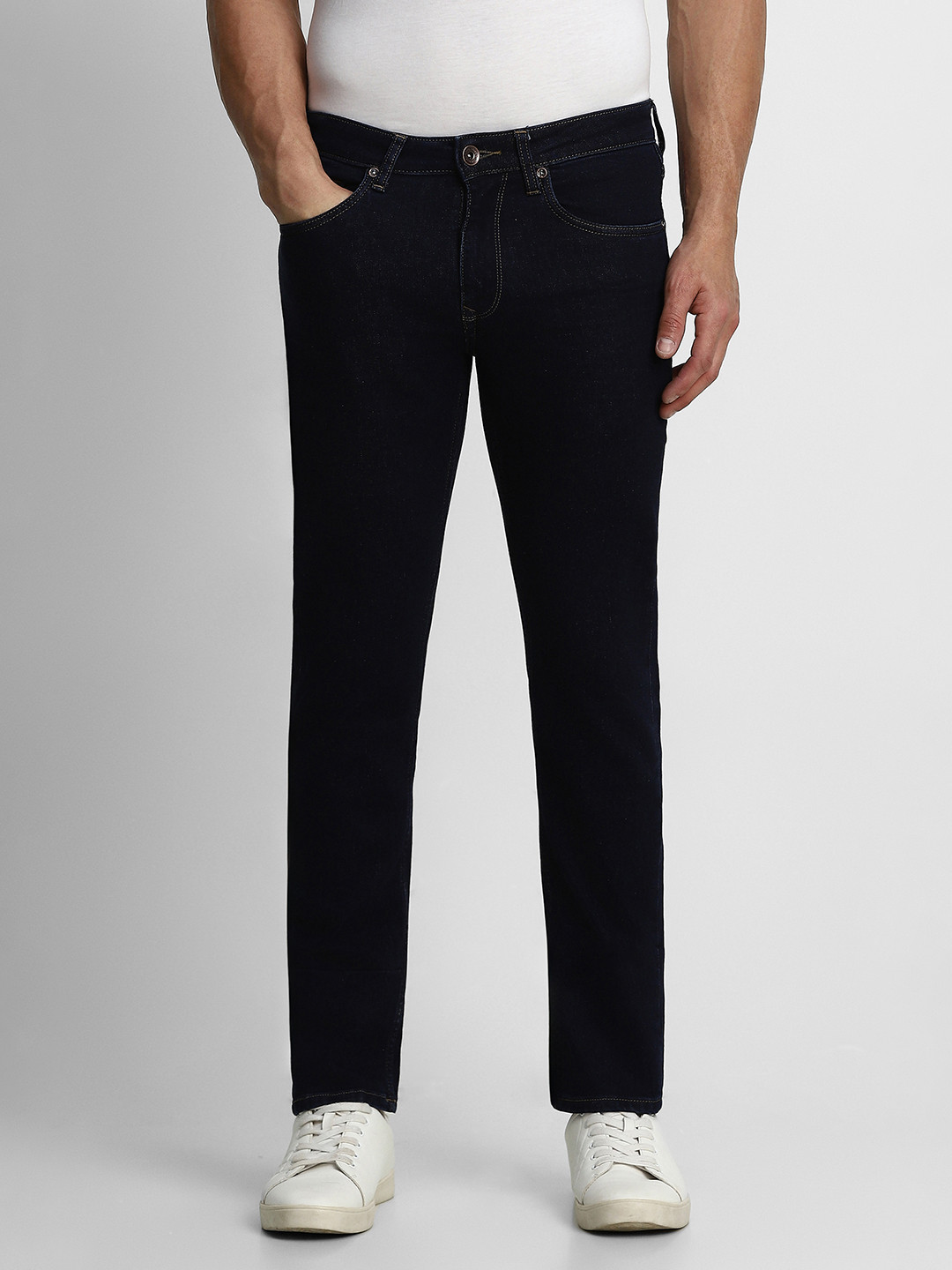 Louis Philippe Jeans Men Navy Blue Slim Fit Low-Rise Stretchable Jeans