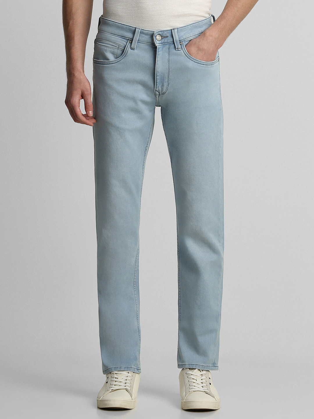 Louis Philippe Jeans Men Blue Slim Fit Low-Rise Light Fade Stretchable Jeans
