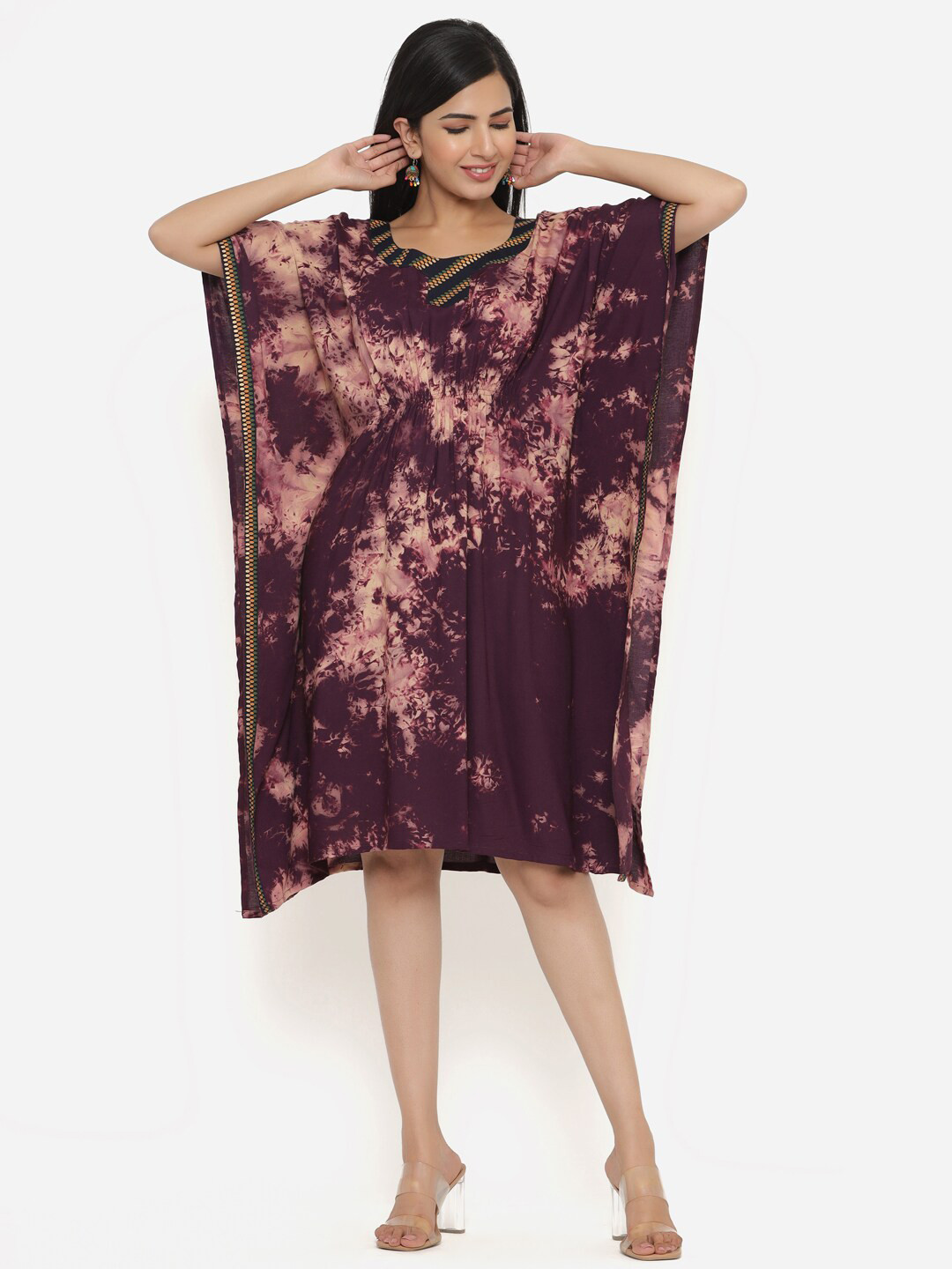 Fabriko Brown Tie-Dye Kaftan Dress