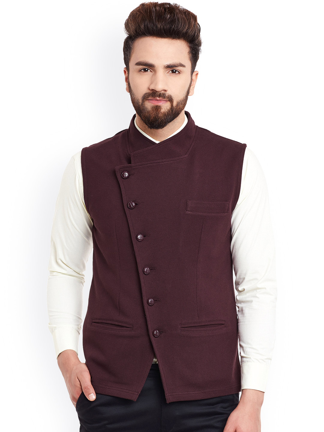 Hypernation Brown Nehru Jacket