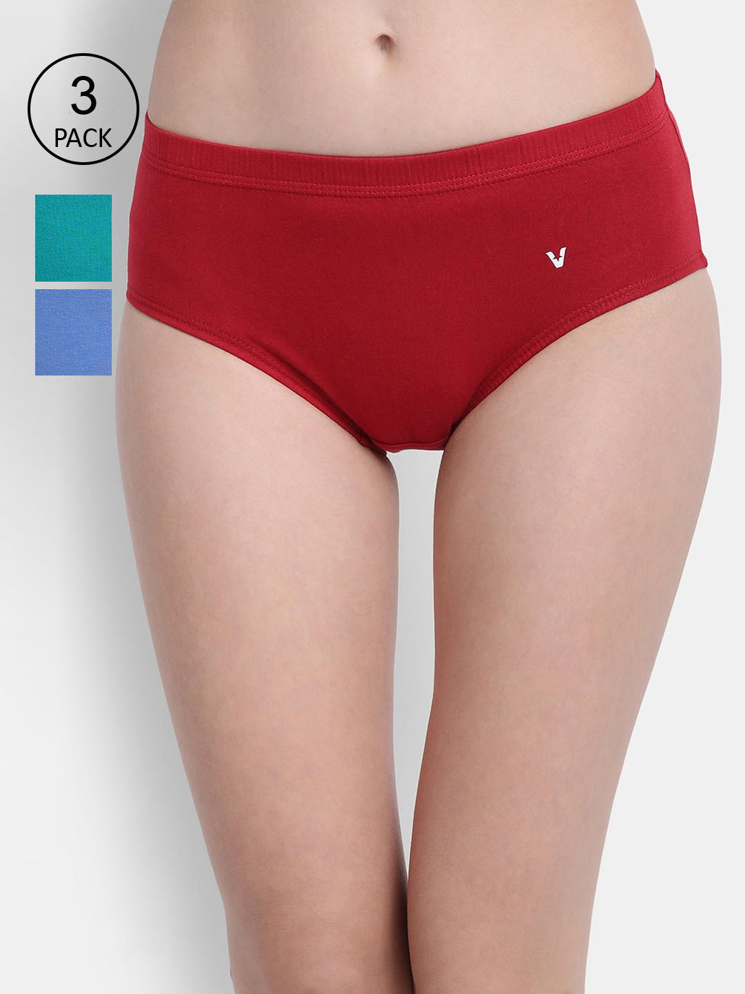 VStar Women Pack of 3 Solid Cotton Hipster Briefs LAURA-3PCS-MULTICOLOR