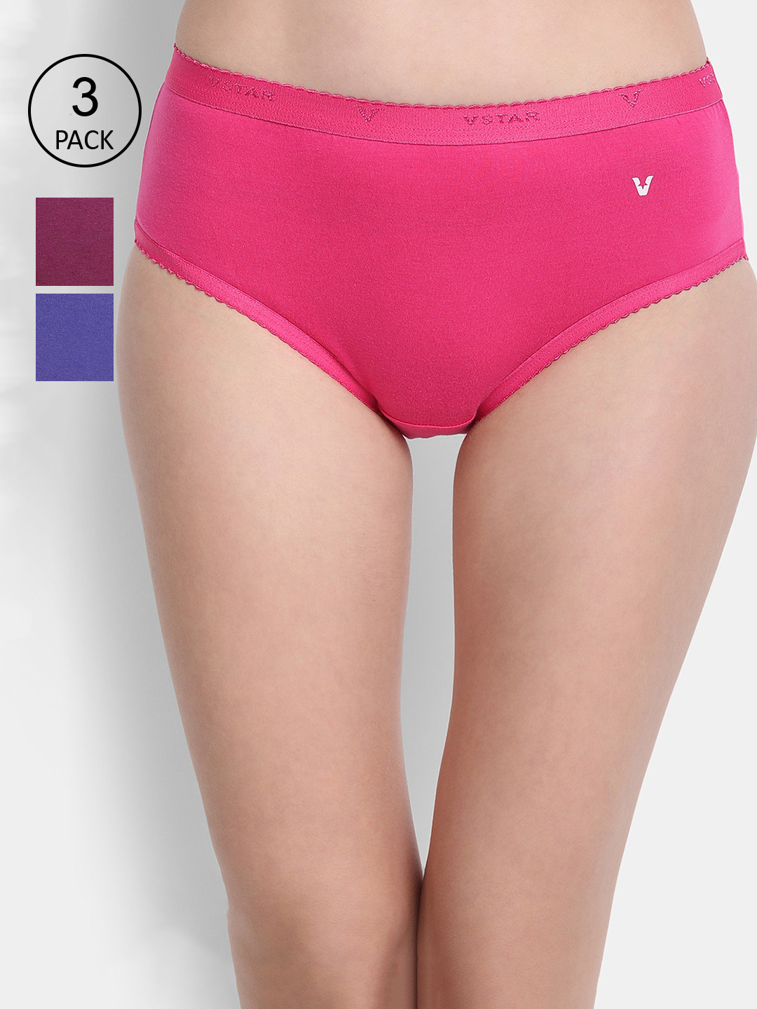 VStar Pack of 3 Assorted Solid Hipster Briefs