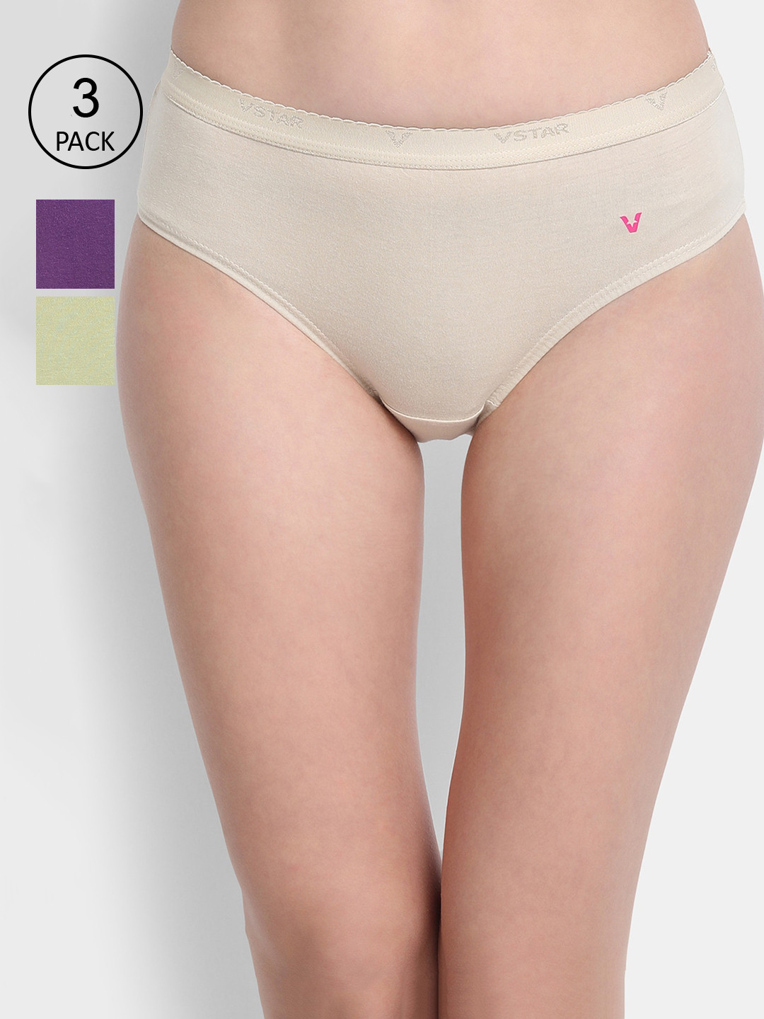 VStar Pack Of 3 Assorted Mid Rise Cotton Hipster Panty MAPLE-3PCS