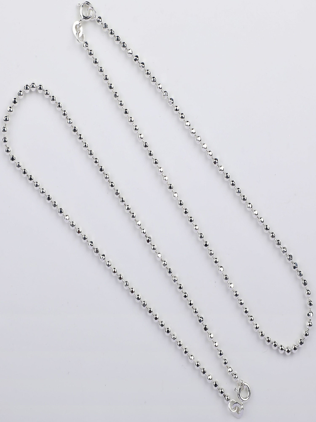 Arte Jewels 925 Sterling Silver Round Silver Beaded Anklet