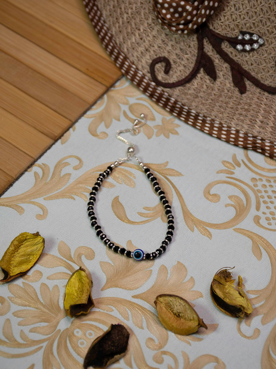 Arte Jewels Women Silver-Toned & Black Silver Silver-Plated Wraparound Bracelet