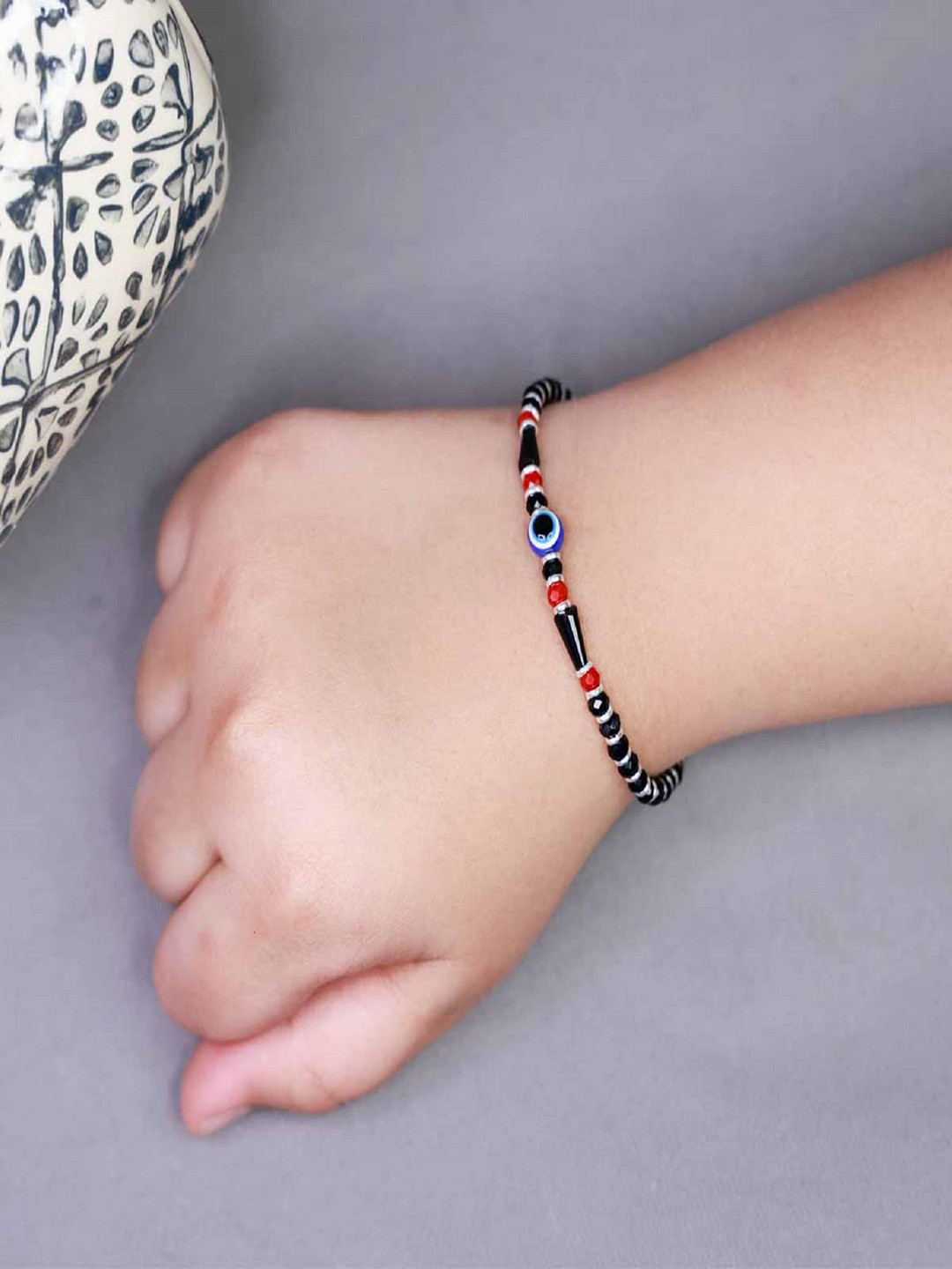 Arte Jewels Kids 925 Sterling Silver Nazariya Evil Eye Beads Bracelet