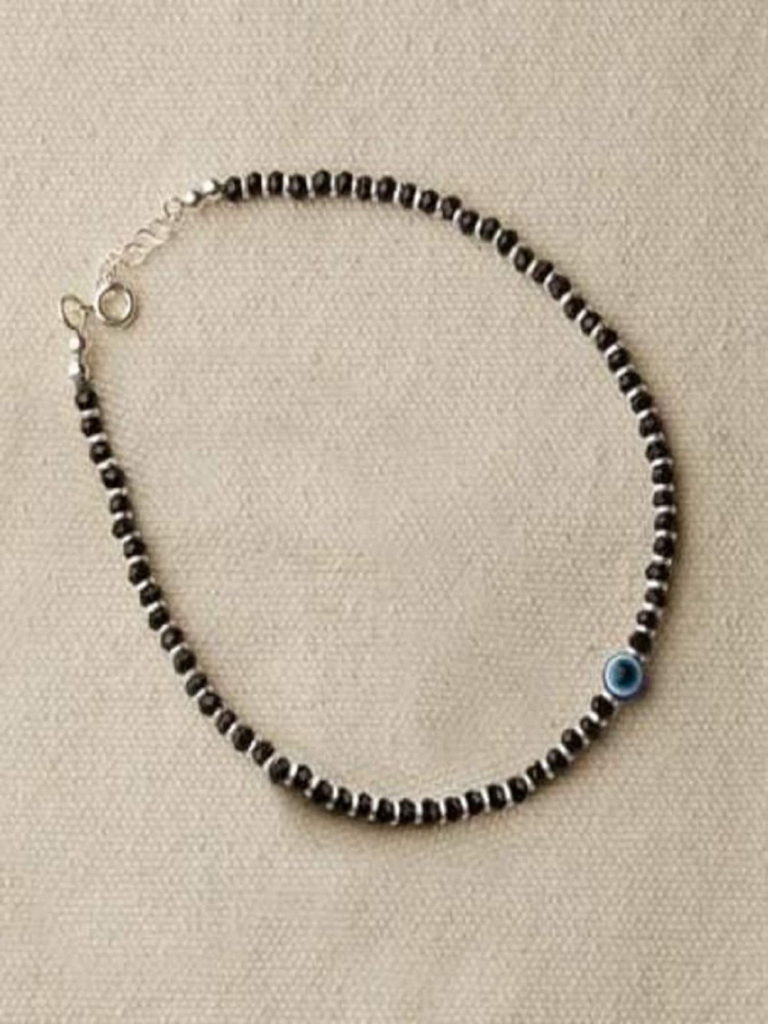 Arte Jewels 925 Sterling Silver Beaded Evil Eye Nazariya Anklet