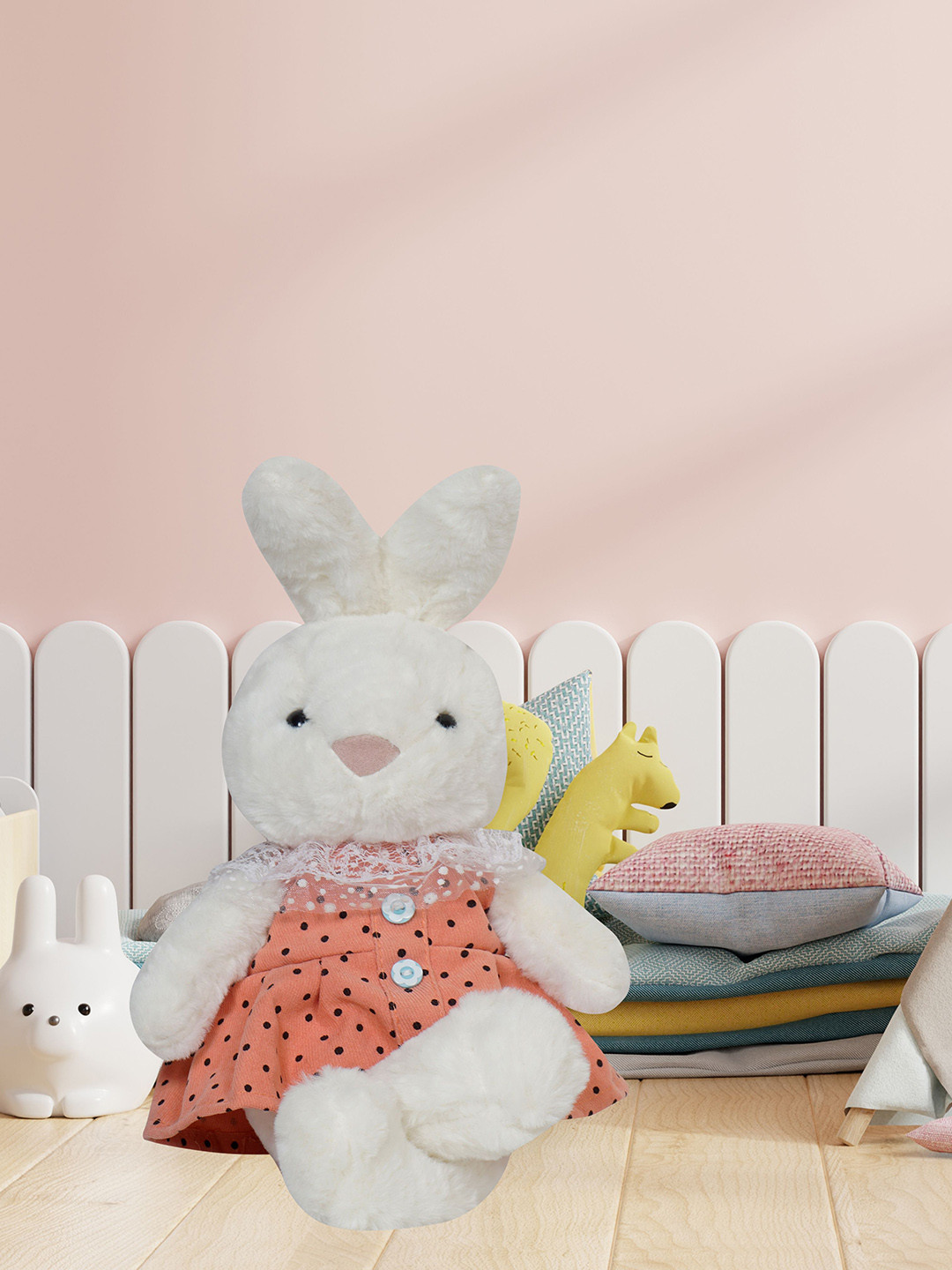 Ultra Unisex Kids Cream & Orange Printed Bunny Toy