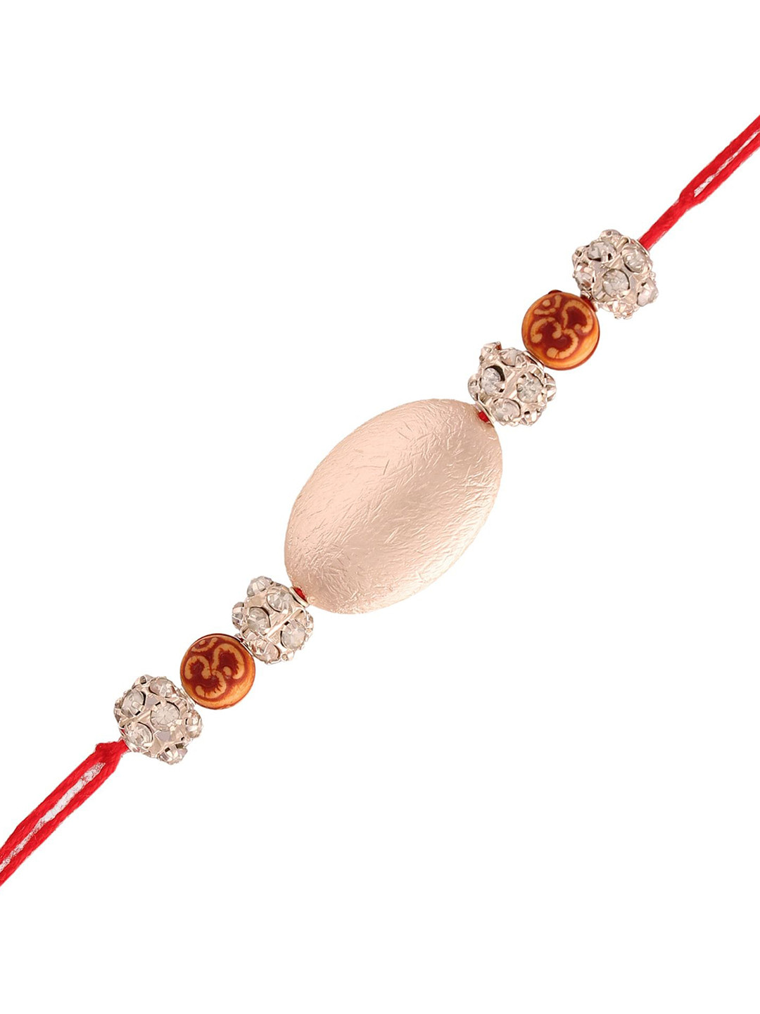 I Jewels Men Gold-Plated & White Pearl Bracelet Rakhi
