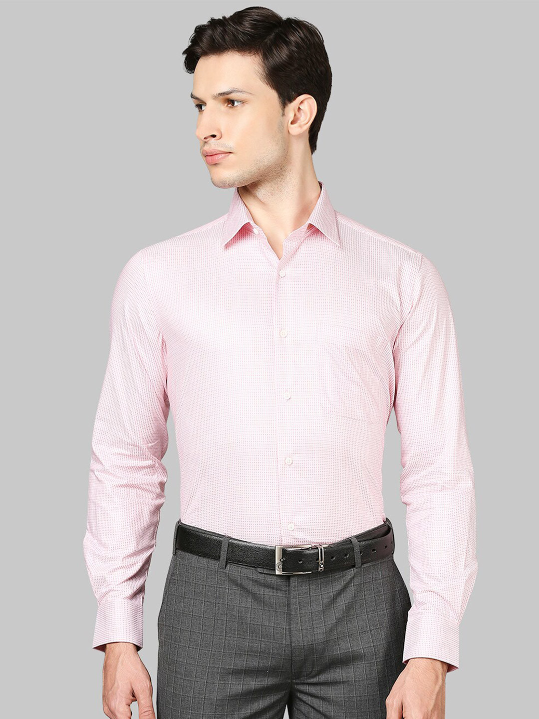 Raymond Men Pink Checked Cotton Formal Shirt