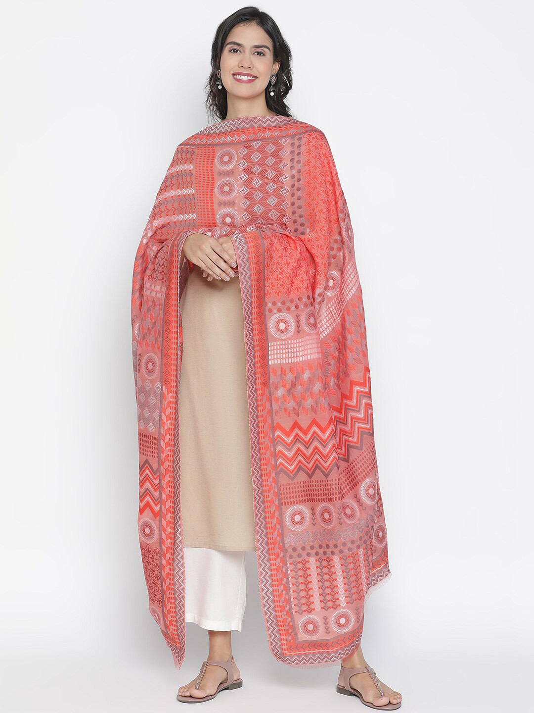 SHINGORA Rust Woven Design Dupatta